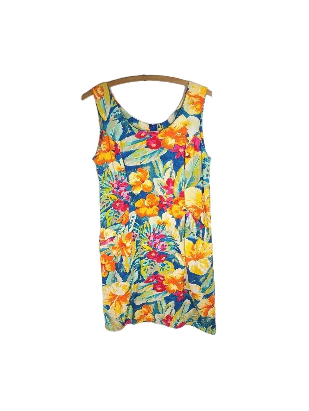 Jams World Mini Dress Bright Multicolor Floral Print Sleeveless Tank S 5 Pockets